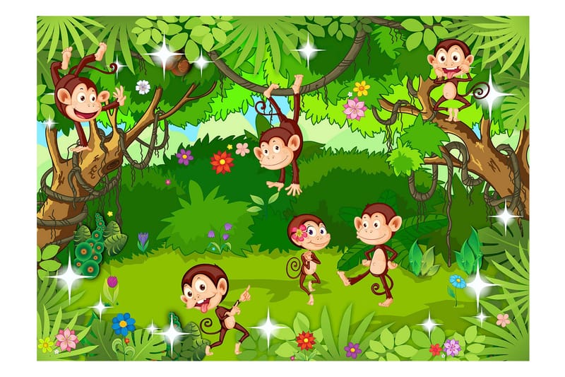 Fototapet Monkey Tricks 250x175, Finnes i flere størrelser