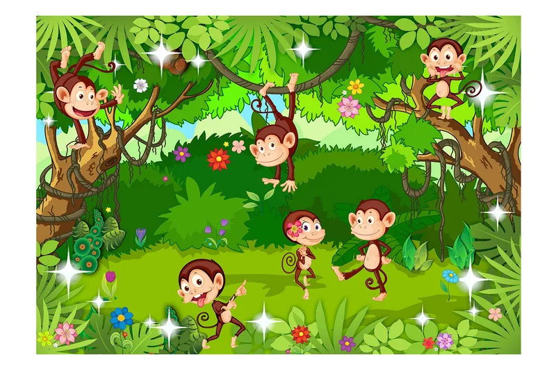 Fototapet Monkey Tricks 400x280, Finnes i flere størrelser