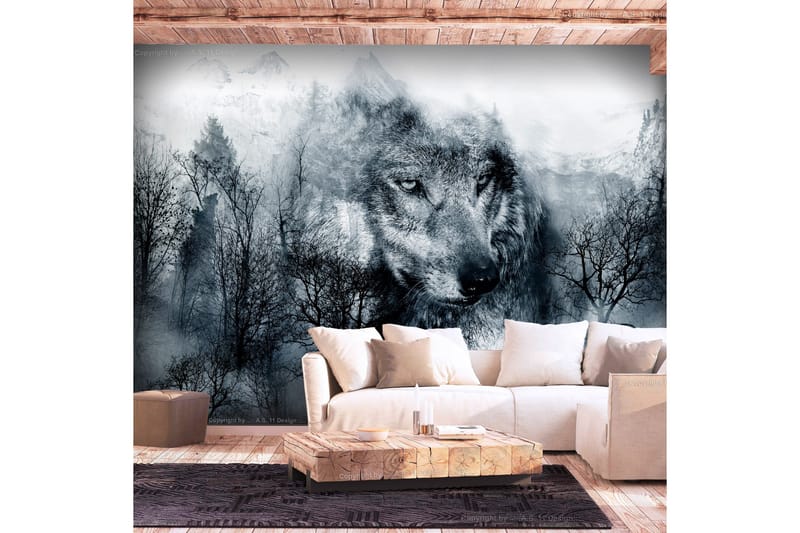 Fototapet Mountain Predator Black And White 200x140 - Artgeist sp. z o. o. - Innredning - Veggdekorasjon - Tapeter - Fototapeter