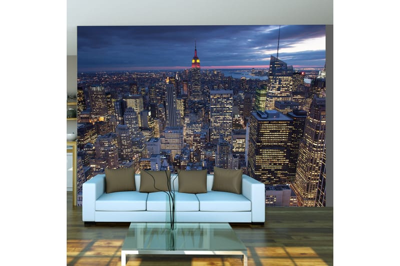 Fototapet New York Natt 350x270 - Artgeist sp. z o. o. - Innredning - Veggdekorasjon - Tapeter - Fototapeter