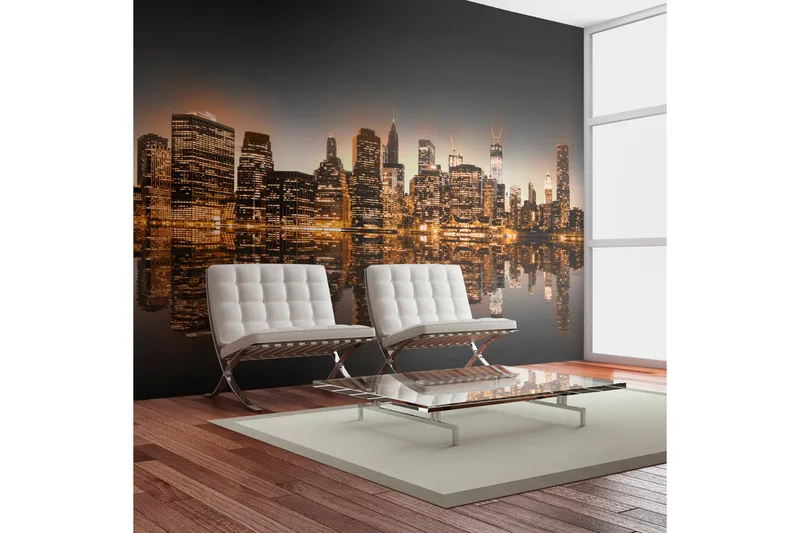 Fototapet New York Og Gull 450x270 - Artgeist sp. z o. o. - Innredning - Veggdekorasjon - Tapeter - Fototapeter
