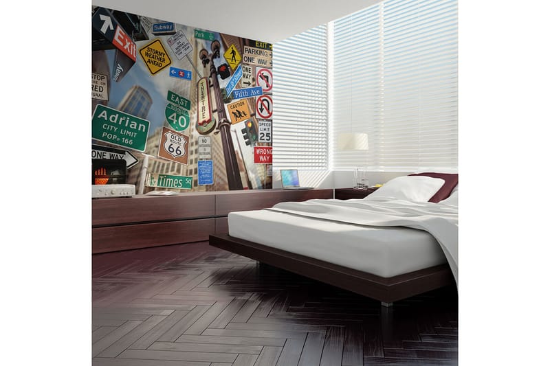 Fototapet New York Signposts 350x270 - Artgeist sp. z o. o. - Innredning - Veggdekorasjon - Tapeter - Fototapeter