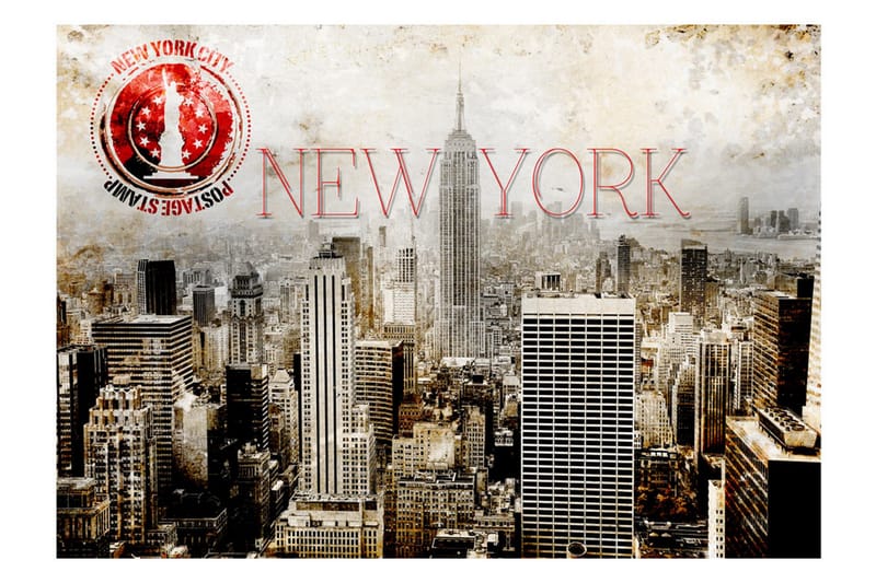 Fototapet New York Post Age Stamp 250x175 - Artgeist sp. z o. o. - Innredning - Veggdekorasjon - Tapeter - Fototapeter