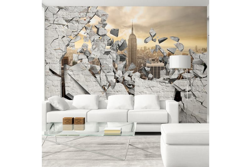 Fototapet NY City Behind The Wall 100x70 - Artgeist sp. z o. o. - Innredning - Veggdekorasjon - Tapeter - Fototapeter