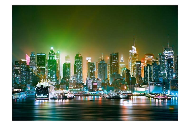 Fototapet NY Enlightened Harbor 200x140 - Artgeist sp. z o. o. - Innredning - Veggdekorasjon - Tapeter - Fototapeter