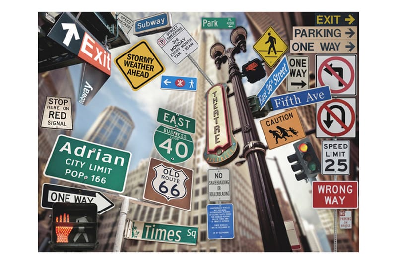 Fototapet NYC Sign On A Colored Background 200x154 - Artgeist sp. z o. o. - Innredning - Veggdekorasjon - Tapeter - Fototapeter