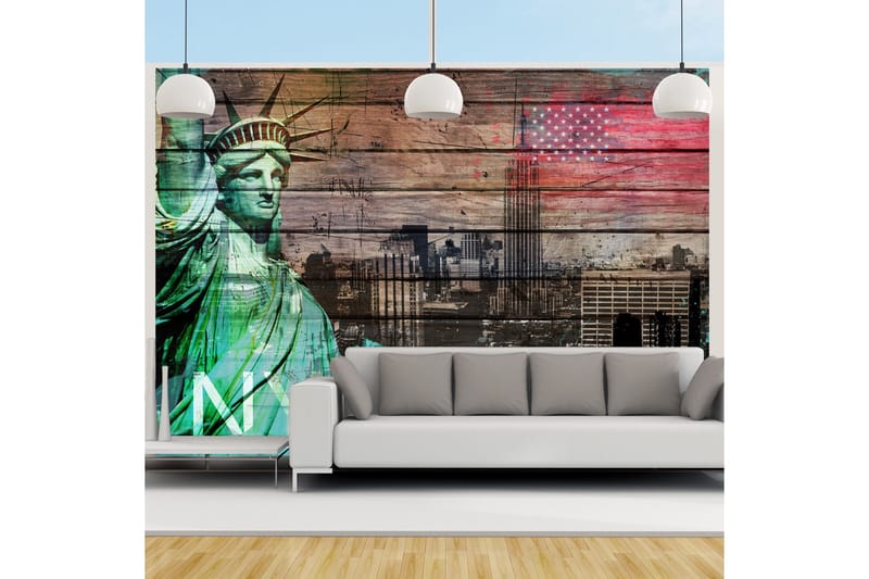 Fototapet NYC Symbols 300x210 - Artgeist sp. z o. o. - Innredning - Veggdekorasjon - Tapeter - Fototapeter