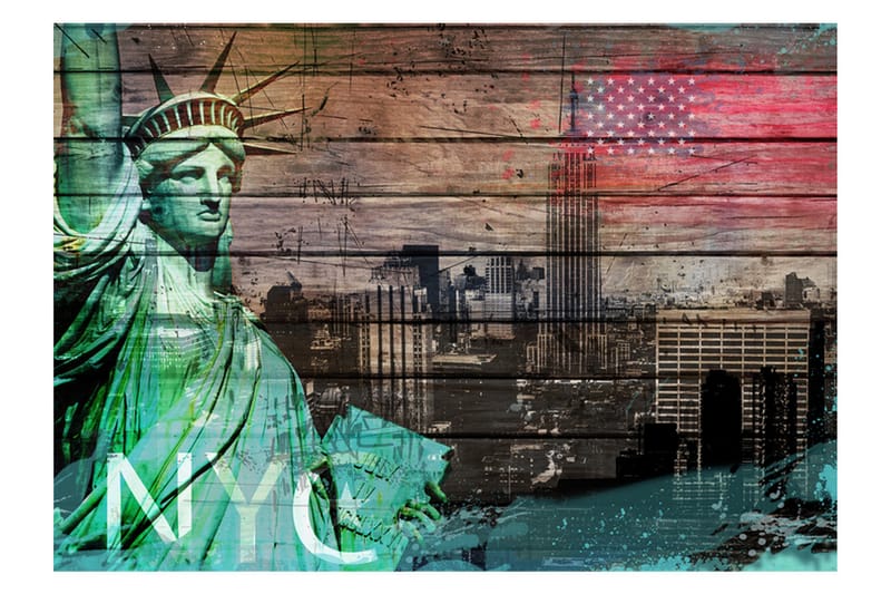 Fototapet NYC Symbols 300x210 - Artgeist sp. z o. o. - Innredning - Veggdekorasjon - Tapeter - Fototapeter