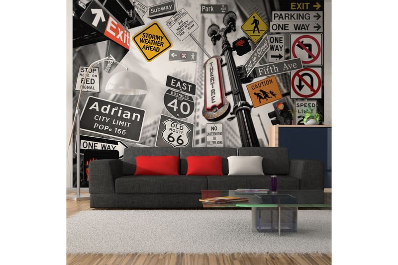 Fototapet NYC Tegn På En Monokrom Bakgrunn 350x270, Artgeist sp. z o. o.