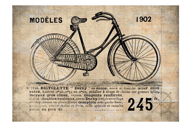 Fototapet Old School Bicycle 350x245 - Artgeist sp. z o. o. - Innredning - Veggdekorasjon - Tapeter - Fototapeter