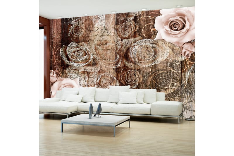 Fototapet Old Wood & Roses 100x70, Artgeist sp. z o. o.