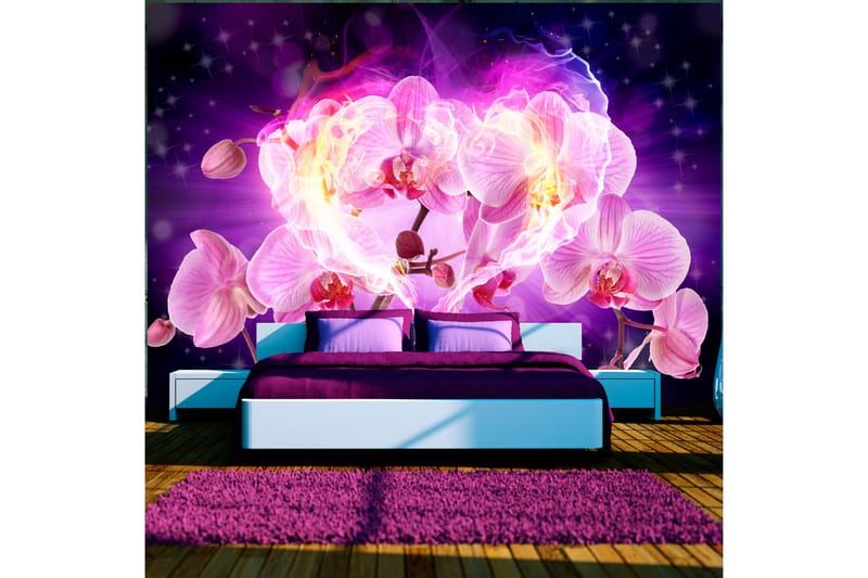 Fototapet Orchids In Flames 250x175 - Artgeist sp. z o. o. - Innredning - Veggdekorasjon - Tapeter - Fototapeter