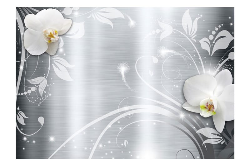 Fototapet Orchids On Steel 400x280 - Artgeist sp. z o. o. - Innredning - Veggdekorasjon - Tapeter - Fototapeter