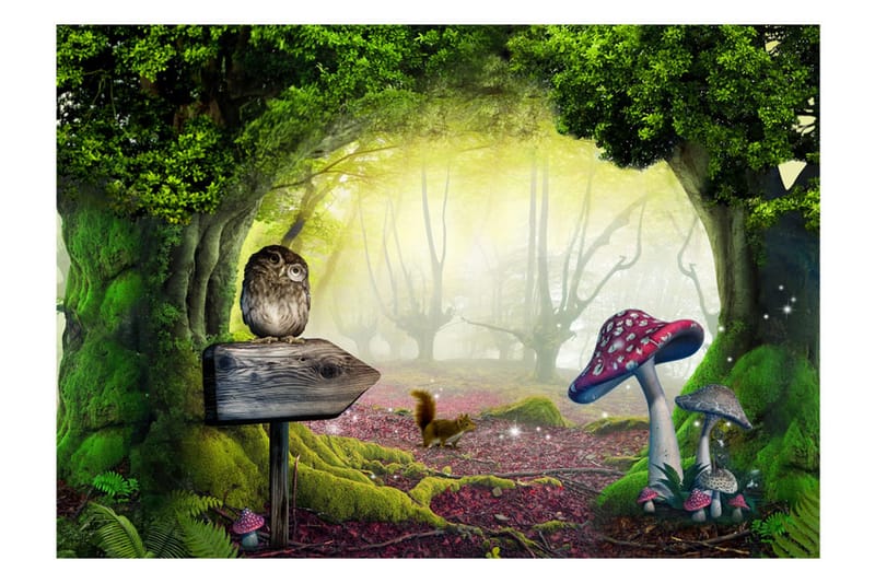 Fototapet Owlish Corner 100x70 - Artgeist sp. z o. o. - Innredning - Veggdekorasjon - Tapeter - Fototapeter