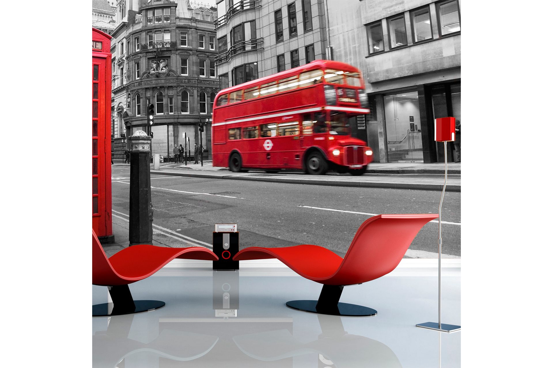 Fototapet Rød Buss Og Telefonkiosk London 300x231 - Artgeist sp. z o. o. - Innredning - Veggdekorasjon - Tapeter - Fototapeter