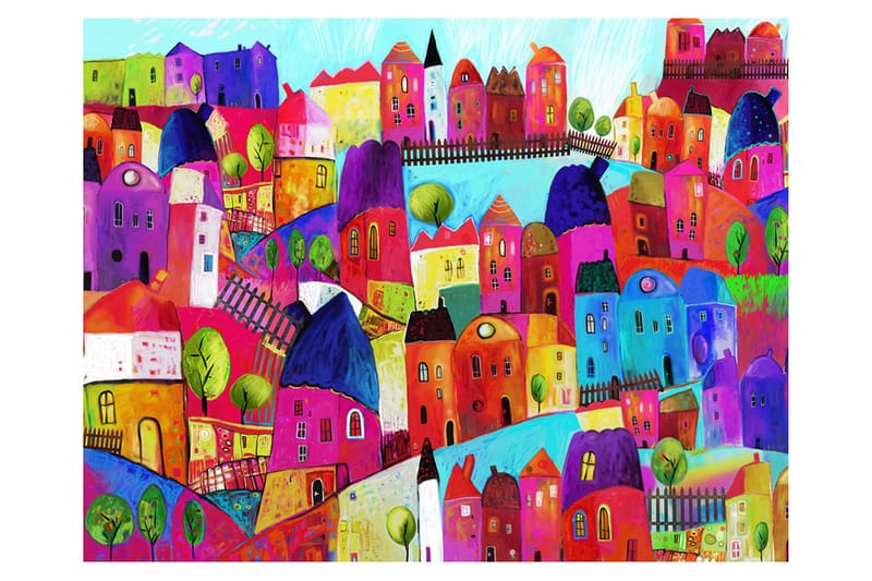 Fototapet Rainbow-Hued Town 200x154, Artgeist sp. z o. o.