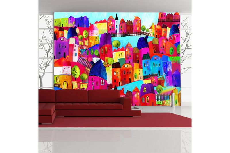 Fototapet Rainbow-Hued Town 250x193 - Artgeist sp. z o. o. - Innredning - Veggdekorasjon - Tapeter - Fototapeter