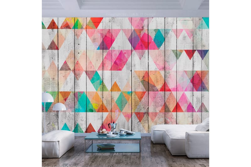 Fototapet Rainbow Triangles 150x105 - Finnes i flere størrelser - Innredning - Veggdekorasjon - Tapeter - Fototapeter