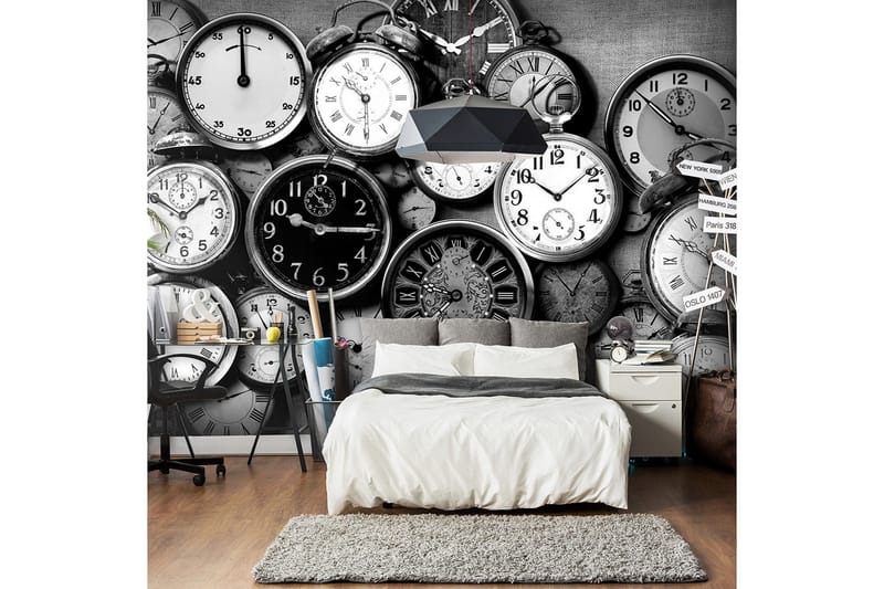 Fototapet Retro Clocks 100x70 - Innredning - Veggdekorasjon - Tapeter - Fototapeter