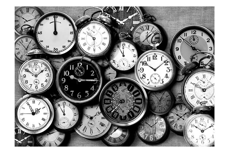 Fototapet Retro Clocks 100x70 - Innredning - Veggdekorasjon - Tapeter - Fototapeter