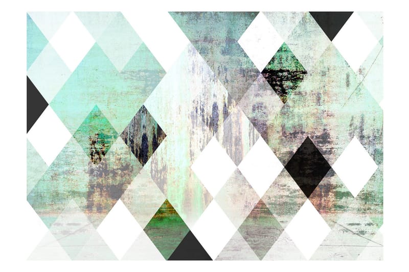 Fototapet Rhombic Chessboard Green 100x70 - Finnes i flere størrelser - Innredning - Veggdekorasjon - Tapeter - Fototapeter