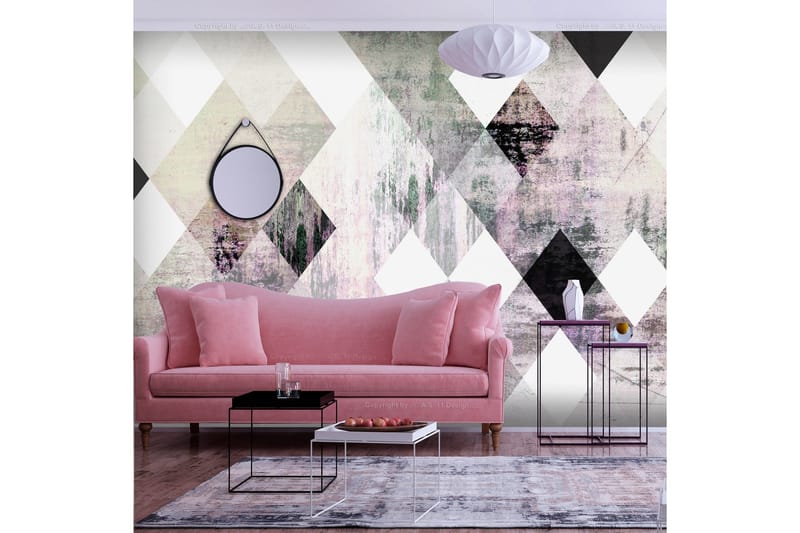 Fototapet Rhombic Chessboard Pink 100x70 - Finnes i flere størrelser - Innredning - Veggdekorasjon - Tapeter - Fototapeter