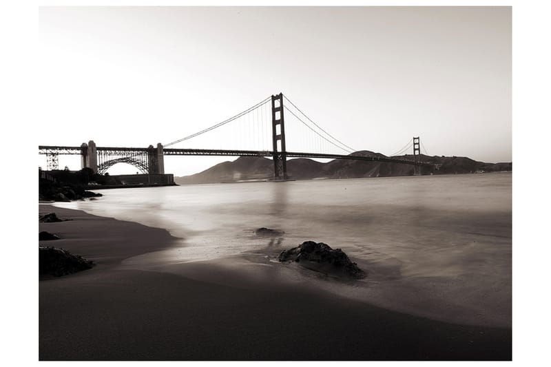 Fototapet San Francisco Golden Gate Bridge B&W 200x154 - Artgeist sp. z o. o. - Fototapeter
