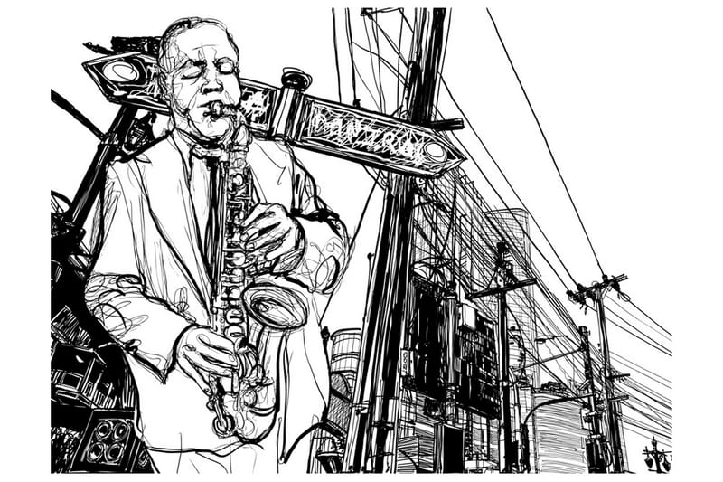 Fototapet Saxophone Recital On Broadway 300x231 - Artgeist sp. z o. o. - Innredning - Veggdekorasjon - Tapeter - Fototapeter