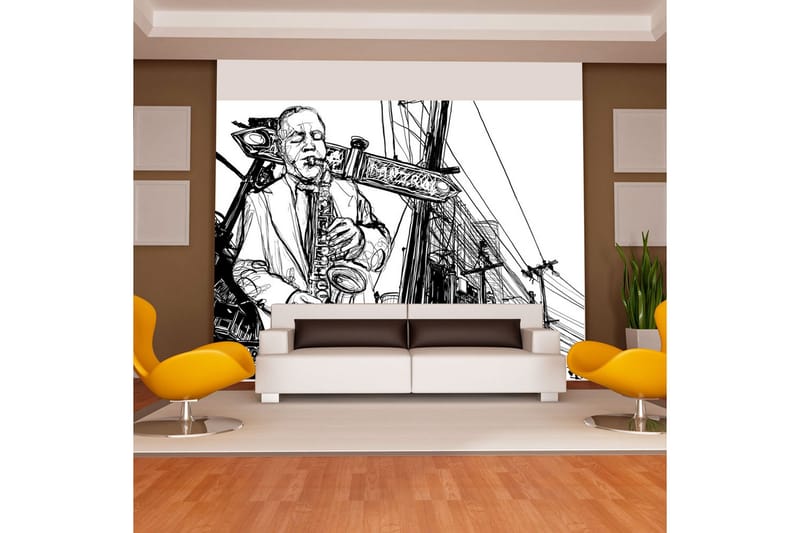 Fototapet Saxophone Recital On Broadway 350x270 - Artgeist sp. z o. o. - Innredning - Veggdekorasjon - Tapeter - Fototapeter