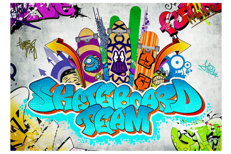 Fototapet Skateboard Team 100x70 - Artgeist sp. z o. o. - Innredning - Veggdekorasjon - Tapeter - Fototapeter