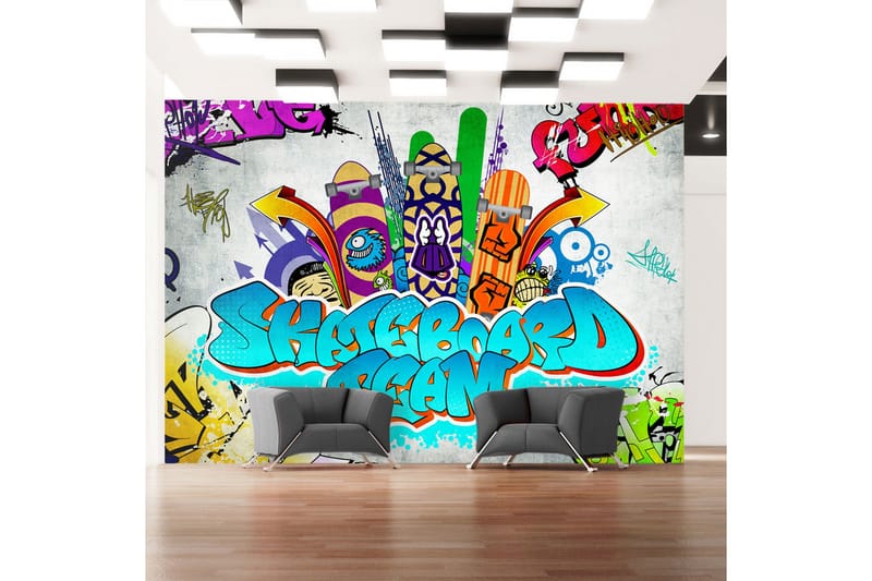 Fototapet Skateboard Team 200x140 - Artgeist sp. z o. o. - Innredning - Veggdekorasjon - Tapeter - Fototapeter