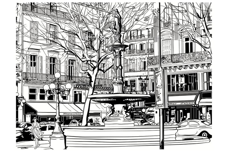 Fototapet Sketch Of Parisian Fountain 200x154, Artgeist sp. z o. o.