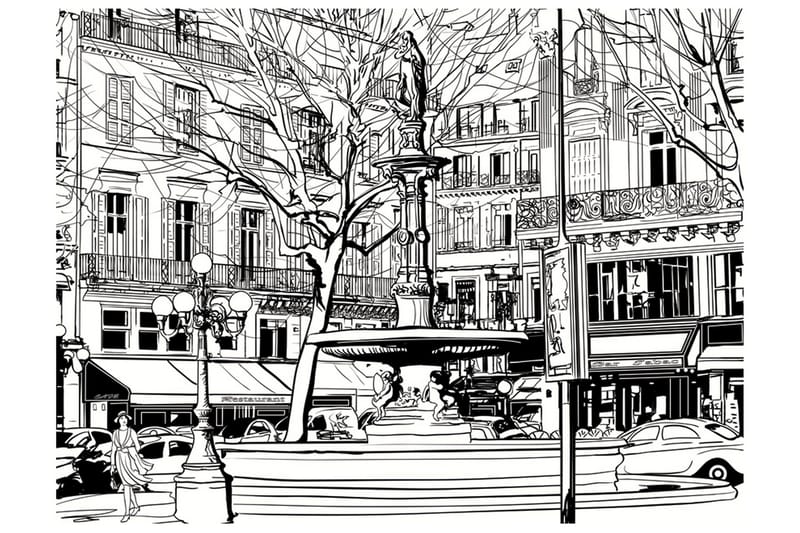 Fototapet Sketch Of Parisian Fountain 250x193, Artgeist sp. z o. o.