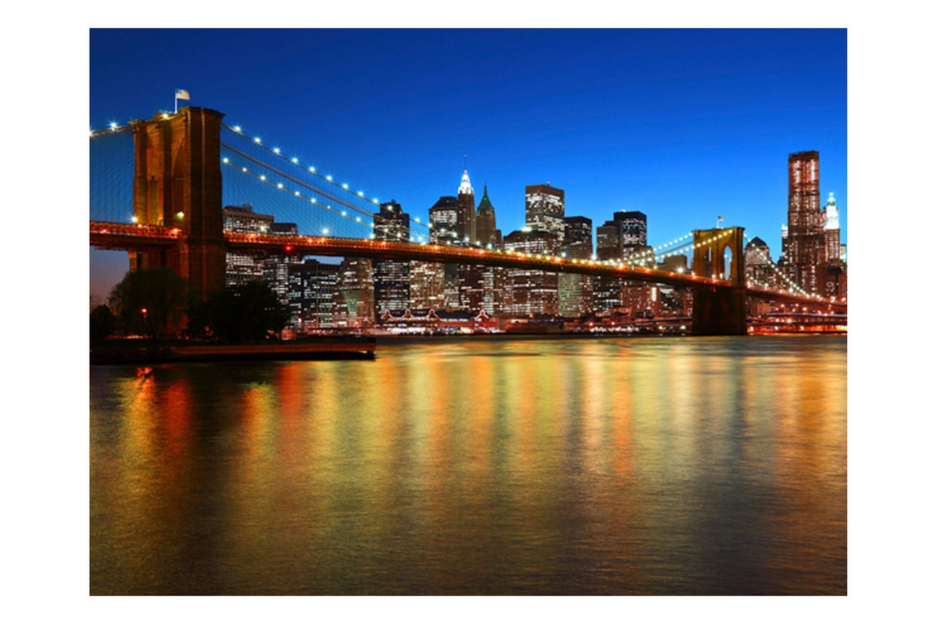 Fototapet Skumring Over Brooklyn Bridge 350x270 - Artgeist sp. z o. o. - Innredning - Veggdekorasjon - Tapeter - Fototapeter