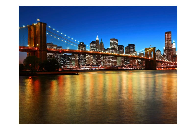 Fototapet Skumring Over Brooklyn Bridge 350x270 - Artgeist sp. z o. o. - Innredning - Veggdekorasjon - Tapeter - Fototapeter