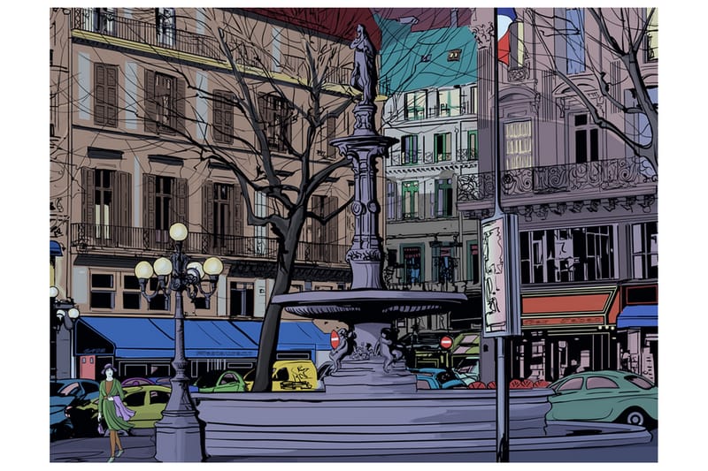 Fototapet Skumring Over Et Parisisk Torg 350x270 - Artgeist sp. z o. o. - Innredning - Veggdekorasjon - Tapeter - Fototapeter
