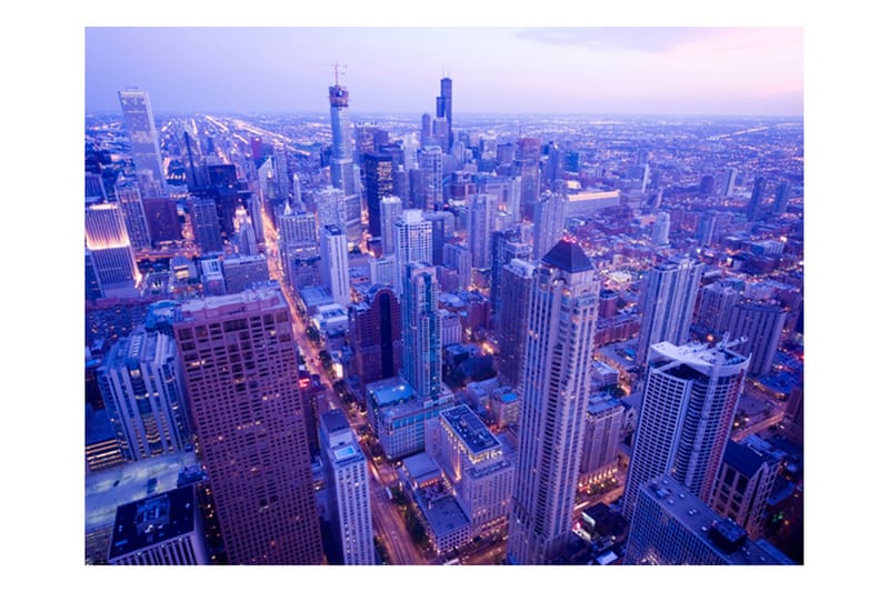 Fototapet Skygge Lamper Ved Skumring Chicago 400x309 - Artgeist sp. z o. o. - Innredning - Veggdekorasjon - Tapeter - Fototapeter