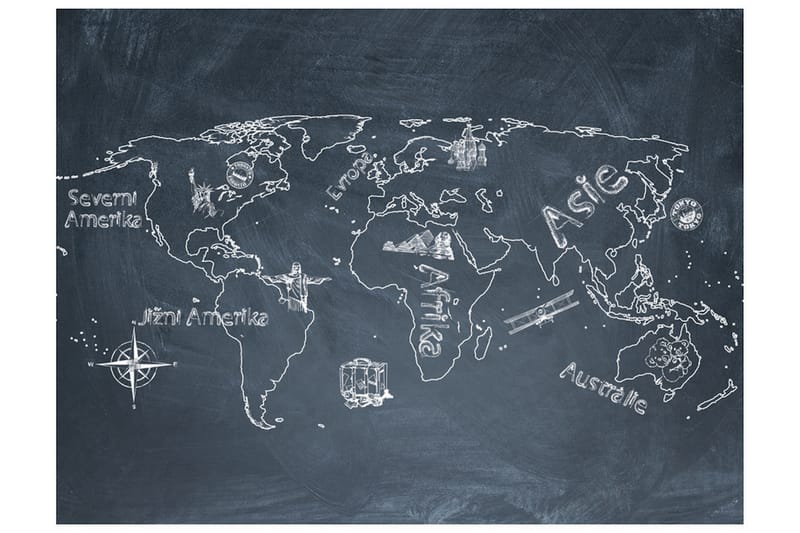 Fototapet Small Travel Large Travel Czech 250x193 - Artgeist sp. z o. o. - Innredning - Veggdekorasjon - Tapeter - Fototapeter