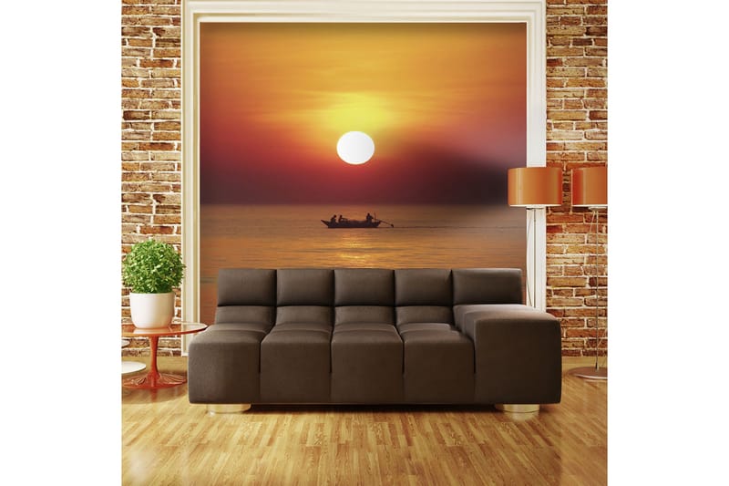 Fototapet Solnedgang Med Fiskebåt 400x309 - Artgeist sp. z o. o. - Innredning - Veggdekorasjon - Tapeter - Fototapeter