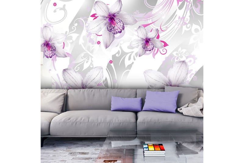 Fototapet Sounds Of Subtlety Silver 400x280 - Artgeist sp. z o. o. - Innredning - Veggdekorasjon - Tapeter - Fototapeter