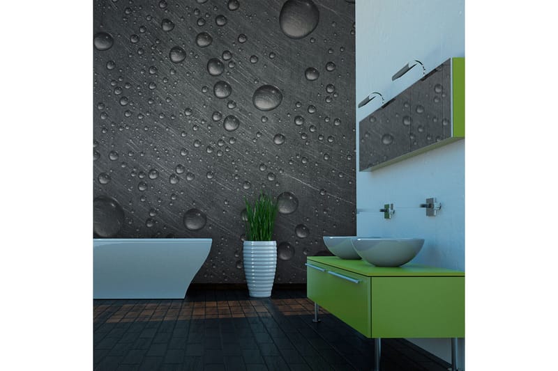 Fototapet Stålflate Med Vanndråper 300x231 - Artgeist sp. z o. o. - Innredning - Veggdekorasjon - Tapeter - Fototapeter