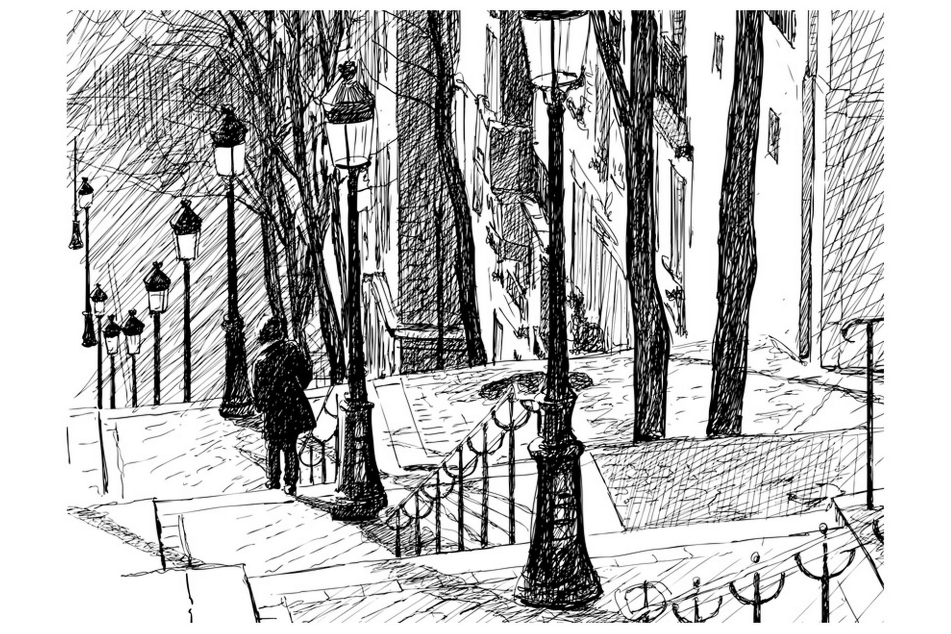 Fototapet Stairs Montmartre 300x231 - Artgeist sp. z o. o. - Innredning - Veggdekorasjon - Tapeter - Fototapeter