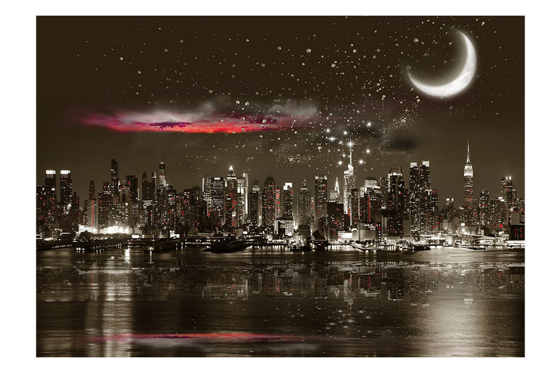 Fototapet Starry Night Over NY 300x210 - Artgeist sp. z o. o. - Innredning - Veggdekorasjon - Tapeter - Fototapeter