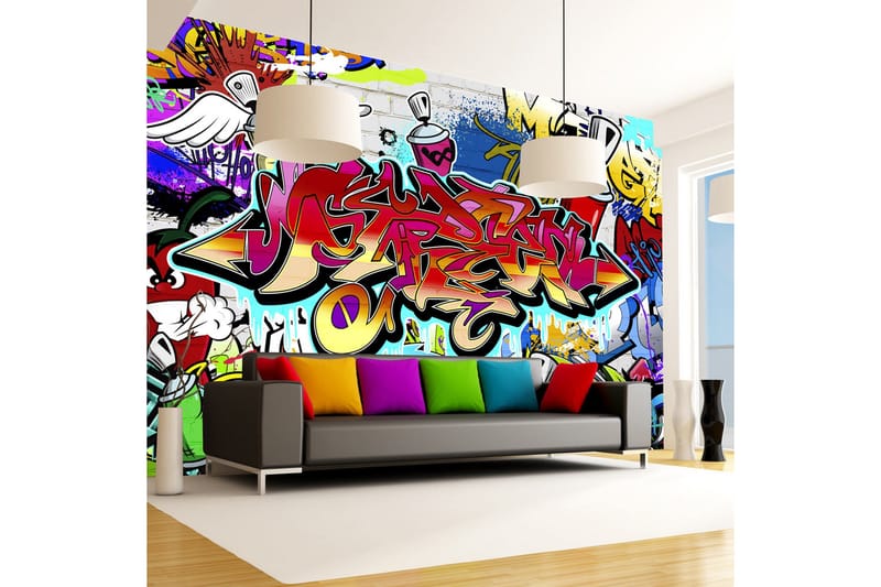 Fototapet Street Art Red Theme 100x70 - Artgeist sp. z o. o. - Innredning - Veggdekorasjon - Tapeter - Fototapeter