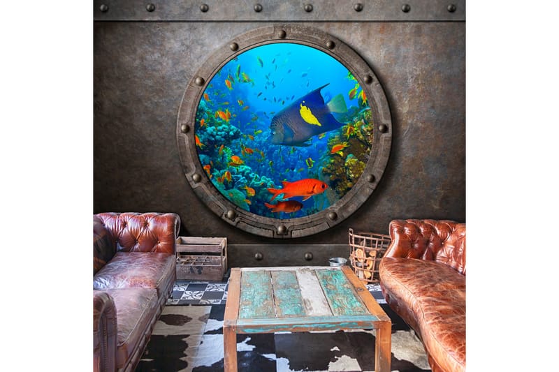 Fototapet Submarine Window 250x175 - Artgeist sp. z o. o. - Innredning - Veggdekorasjon - Tapeter - Fototapeter