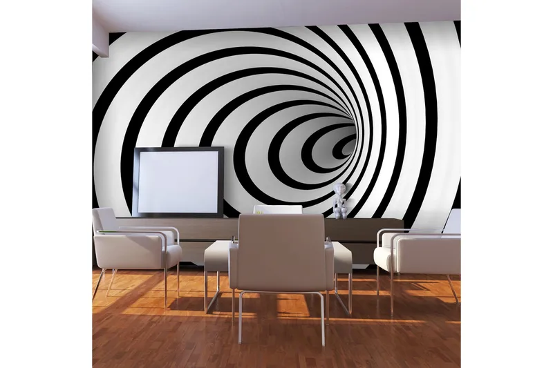 Fototapet Svart Og Hvit 3D Tunnel 450x270, Artgeist sp. z o. o.