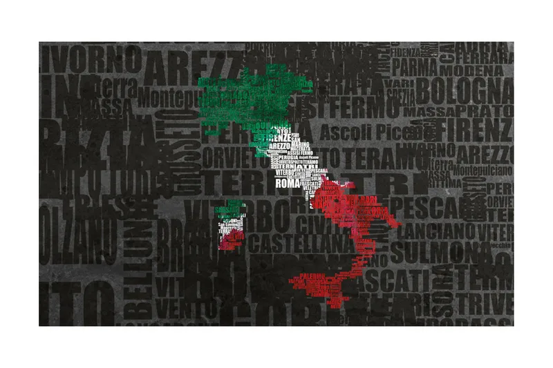 Fototapet Text Map Of Italy 450x270 - Artgeist sp. z o. o. - Innredning - Veggdekorasjon - Tapeter - Fototapeter