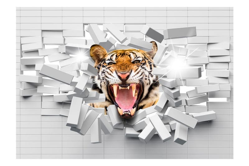 Fototapet Tiger Jump 150x105 - Artgeist sp. z o. o. - Innredning - Veggdekorasjon - Tapeter - Fototapeter
