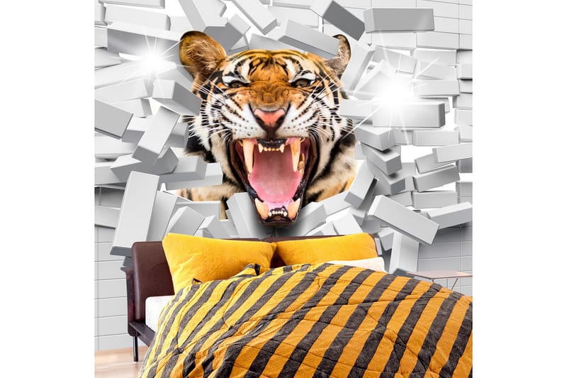 Fototapet Tiger Jump 400x280 - Artgeist sp. z o. o. - Innredning - Veggdekorasjon - Tapeter - Fototapeter