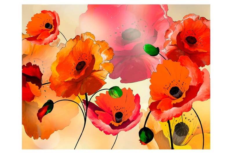 Fototapet Velvet Poppies 350x270 - Artgeist sp. z o. o. - Innredning - Veggdekorasjon - Tapeter - Fototapeter
